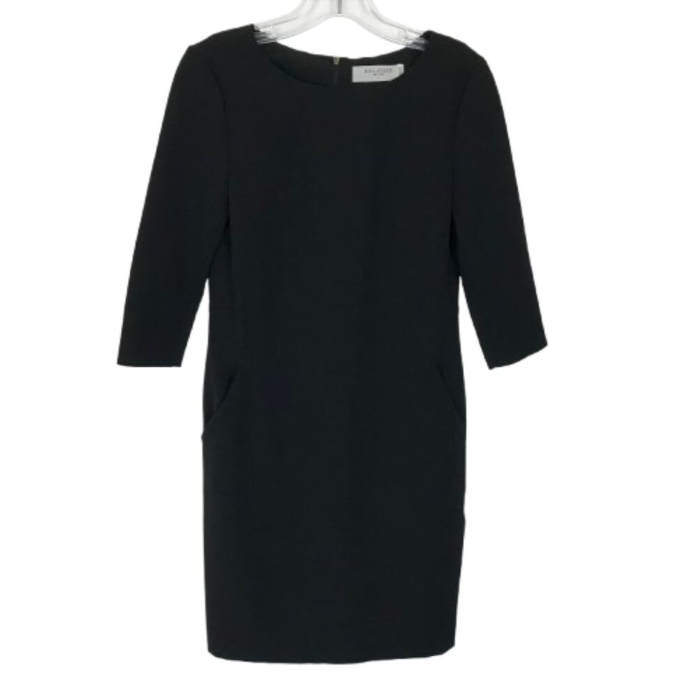 MM LaFleur Womens Size 4 Black Boat Neck Sheath Dress with Pockets
